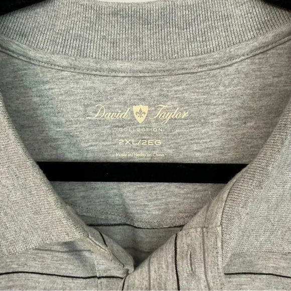 David Taylor Collection Men's Short Sleeve Gray & Black Striped Polo Sz 2XL GUC - Picture 3 of 6